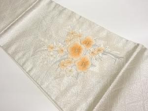 花束模様刺繍開き名古屋帯（額縁仕立て）